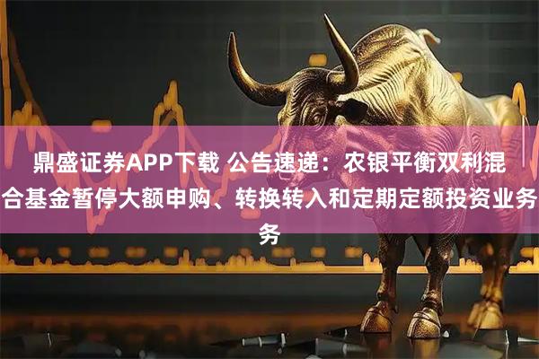 鼎盛证券APP下载 公告速递：农银平衡双利混合基金暂停大额申购、转换转入和定期定额投资业务