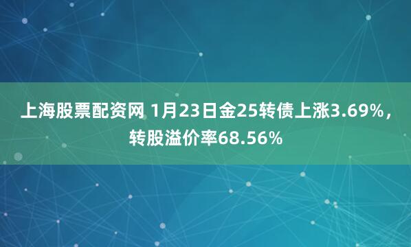 上海股票配资网 1月23日金25转债上涨3.69%，转股溢价率68.56%